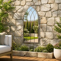 Enhance Your Garden with a Cream Iron Wall Mirror 100x45cm