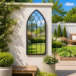 Garden Mirror Black 100x45 cm Iron Outdoor Wall Mount Decor Reflective Feature