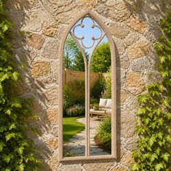 Enhance Your Garden Space with Cream Iron Mirror Decor
