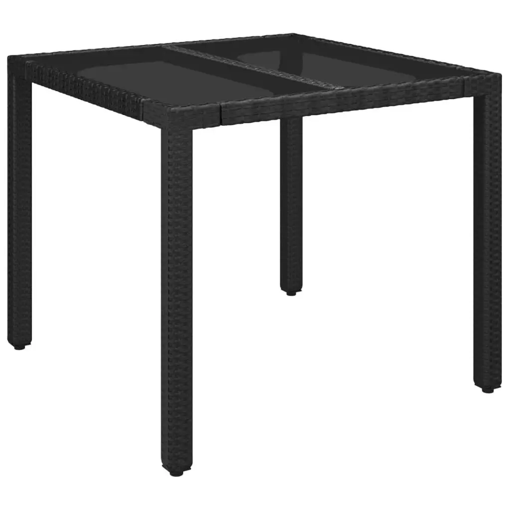 Outdoor Dining Set 3 Piece Black PE Rattan Table with Chairs for Patio Garden Furniture