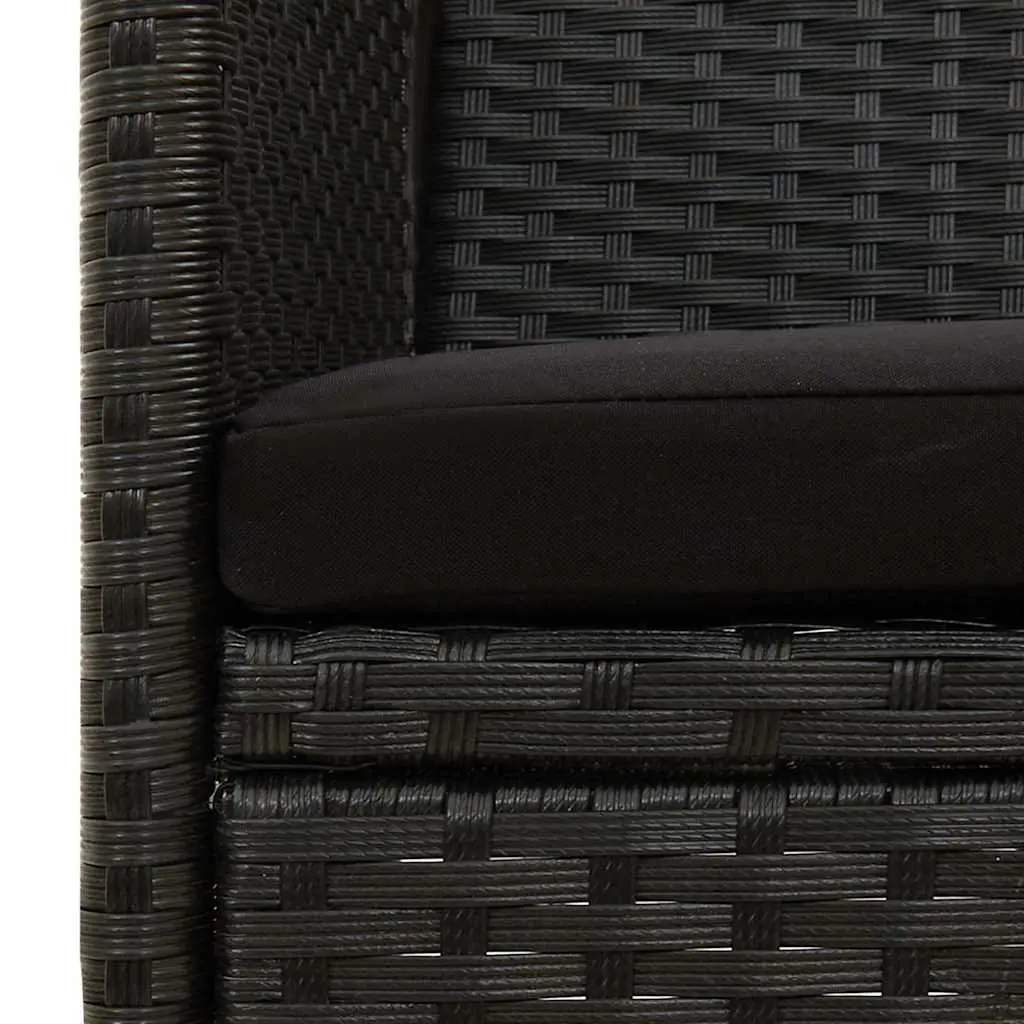 Outdoor Garden Sofa 3-Seater Black Poly Rattan Removable Cushion