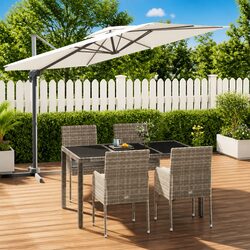 Grey Poly Rattan 5-Piece Garden Dining Set for Outdoor Spaces