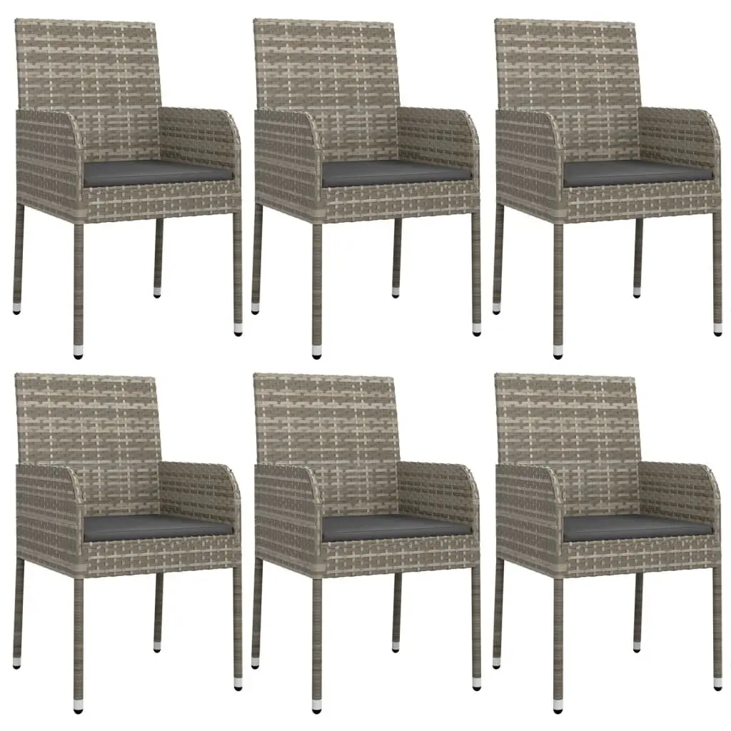 7 Piece Outdoor Garden Dining Set Grey Weather-Resistant PE Rattan Chairs Table