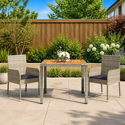 Stylish Grey Garden Dining Set with Comfortable Cushions