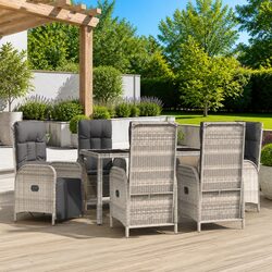 Stylish 7 Piece Grey Garden Dining Set with Comfort
