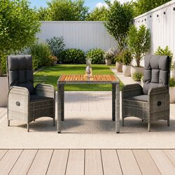 Stylish 3-Piece Garden Furniture Set in Grey