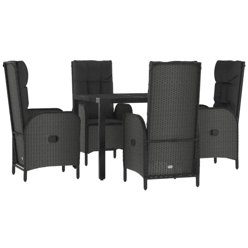 Garden Dining Set 5 Piece Outdoor Furniture Black Weather-Resistant PE Rattan Chairs Table
