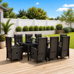 Elevate Your Outdoors with a 9-Piece Dining Set in Black