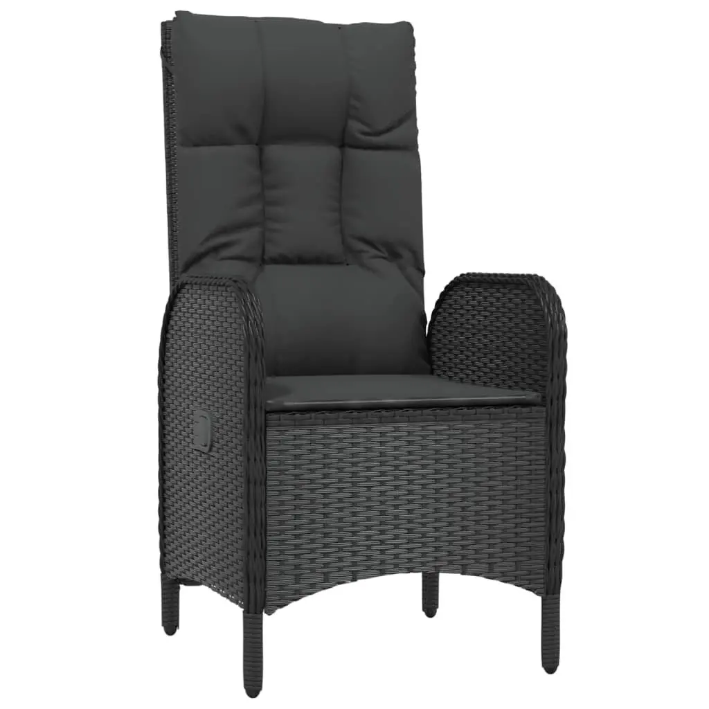 9 Piece Outdoor Dining Set Black Poly Rattan Chairs Acacia Wood Table