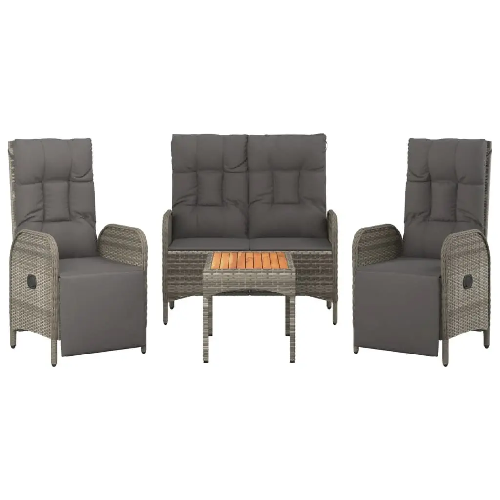 Garden Dining Set 4 Piece Grey Outdoor Furniture Weather-resistant PE Rattan Chairs Table