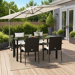 5 Piece Garden Dining Set Outdoor Patio Furniture with Cushions Black Poly