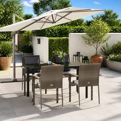 Garden Dining Set 5 Piece Outdoor Patio Furniture Grey Poly Rattan with Cushions