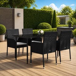 Black Poly Rattan Garden Dining Set for Outdoor Spaces
