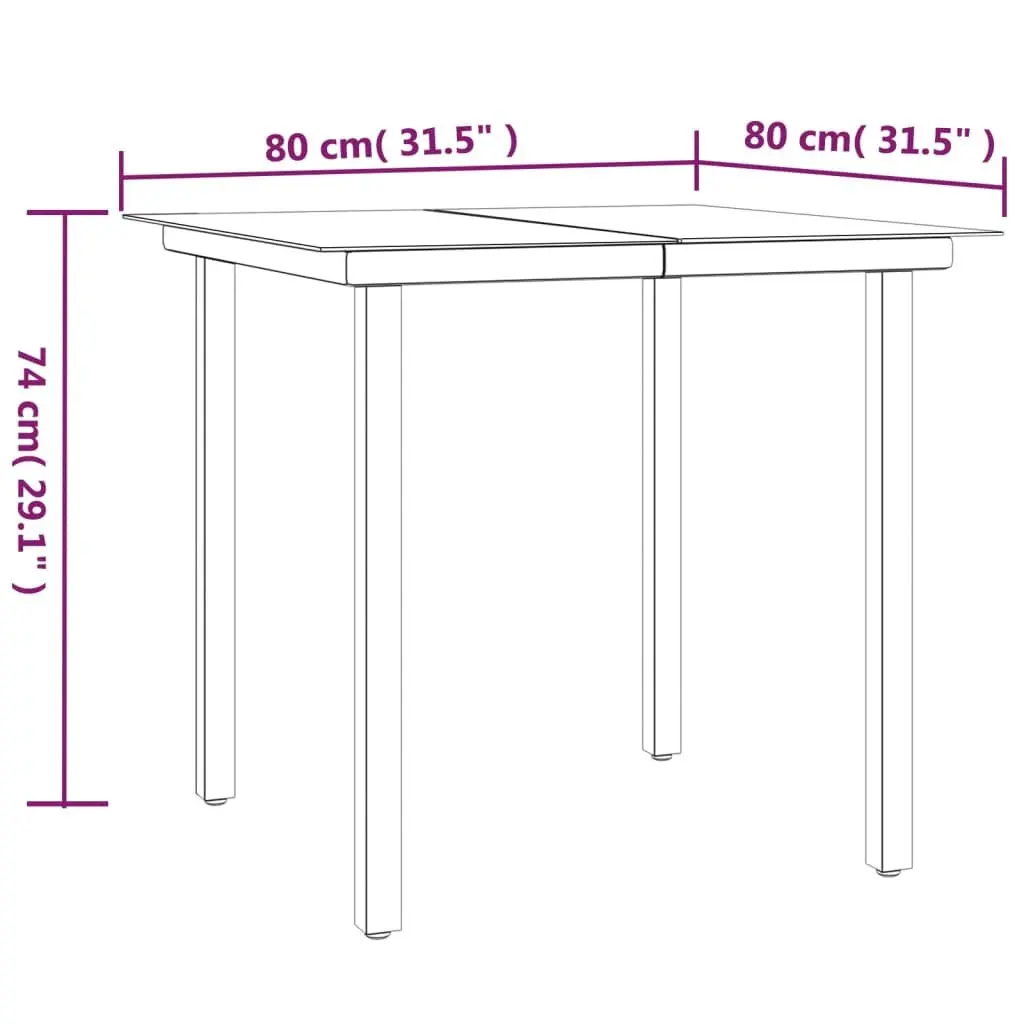 Garden Dining Set 5 Piece Grey Outdoor Furniture Patio Table with Tempered Glass Top and Padded Chairs with Backrests