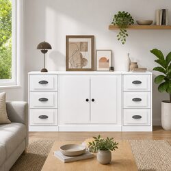 Elegant Storage Solution: 3 White High Gloss Sideboards