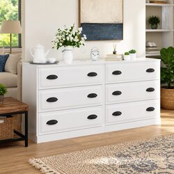 High Gloss White Sideboards Set of 2 Engineered Wood Storage Cabinet Buffet