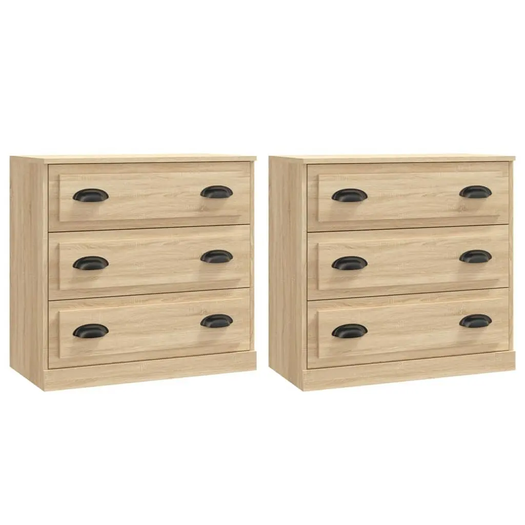 2 Piece Sideboards Brown Engineered Wood Storage Cabinet Buffet with Ample Space for Organization and Display