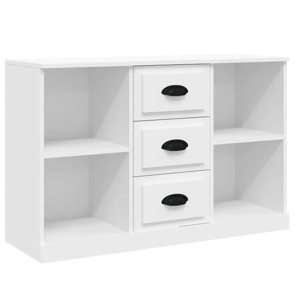 White Sideboards Set of 3 Engineered Wood Storage Cabinet Buffet Furniture