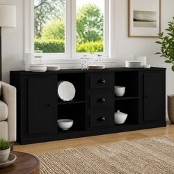 Elegant Black Engineered Wood Sideboard Storage Trio
