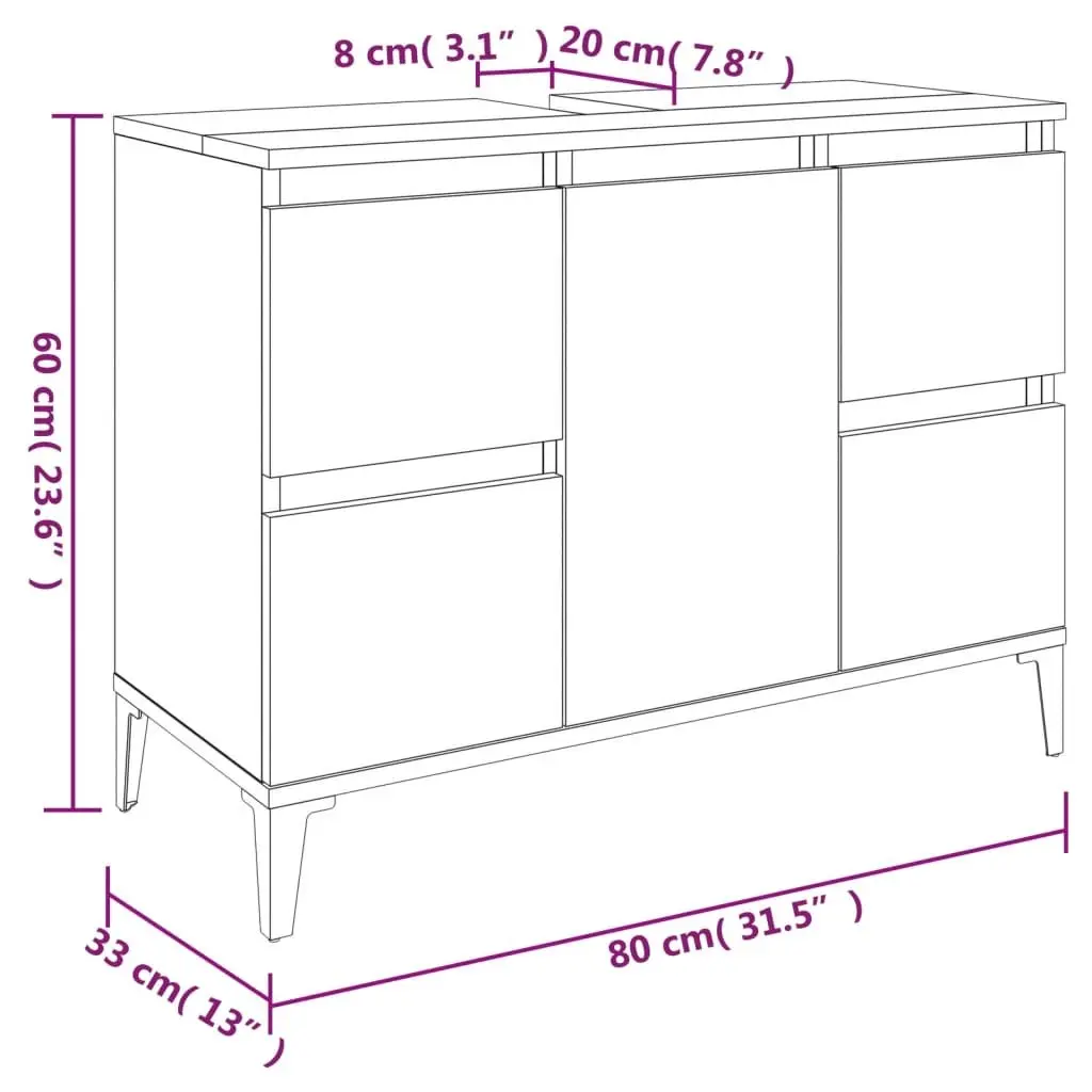 3 Piece Bathroom Furniture Set White Storage Cabinet Vanity Unit Organiser