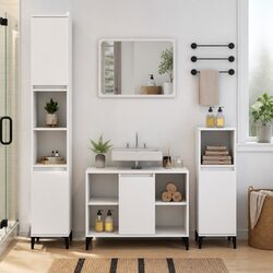 3 Piece Bathroom Furniture Set White Storage Cabinet Vanity Unit Sink Organizer