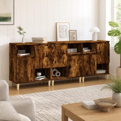 Charming Brown Engineered Wood Sideboard Cabinet Set