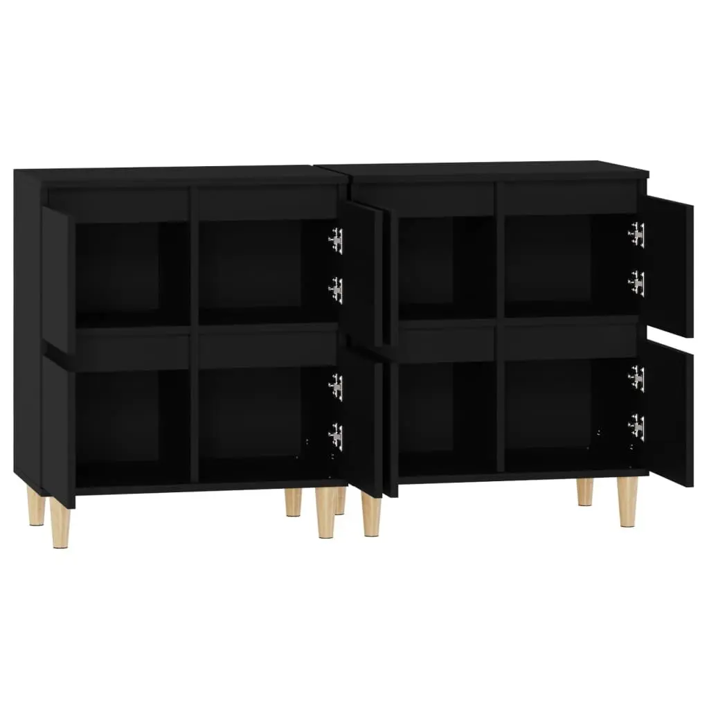Sideboard Cabinet 60x35x70 cm Black 2 Piece Engineered Wood Storage Cupboard