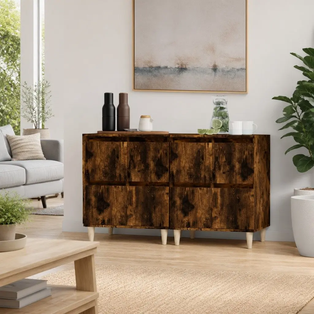 Sideboard Cabinet 60x35x70cm Brown Engineered Wood 4 Compartment Storage Unit