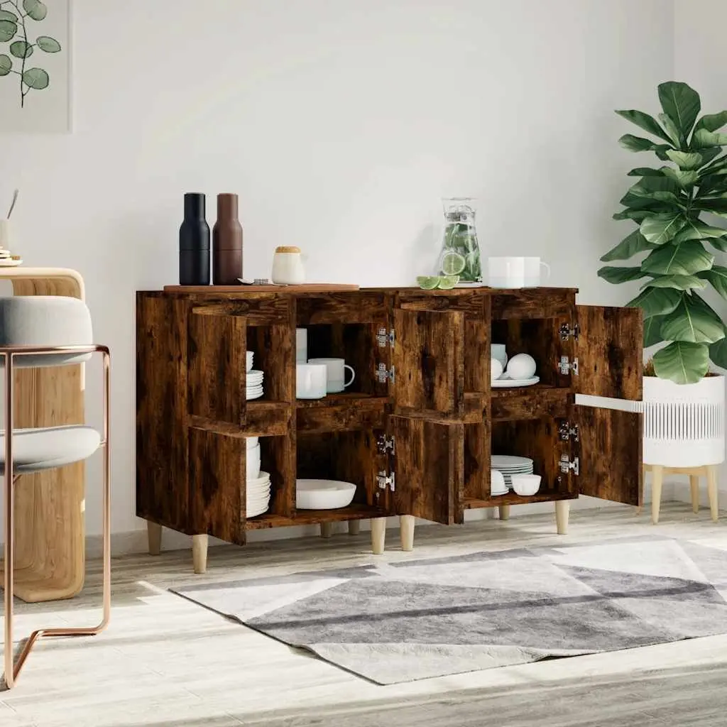 Sideboard Cabinet 60x35x70cm Brown Engineered Wood 4 Compartment Storage Unit