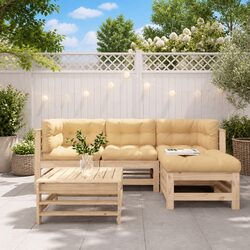 Garden Lounge Set 5 Piece Outdoor Furniture Patio Sofa with Cushions Wood