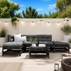 Outdoor 6-Piece Patio Sofa Set in Black with Cushions