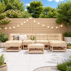 Garden Lounge Set 7 Piece Outdoor Furniture Patio Sofa with Cushions Wood
