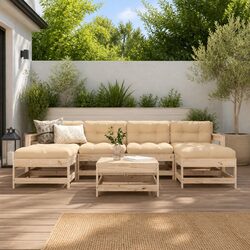 Garden Lounge Set 7 Piece Outdoor Furniture Patio Sofa with Cushions Wood