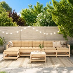 Garden Lounge Set 7 Piece Outdoor Furniture Patio Sofa with Cushions Wood