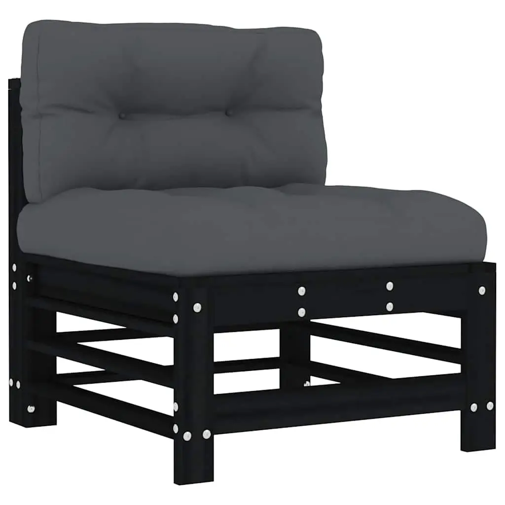 Outdoor Garden Lounge Set 7 Piece Modular Seating Furniture with Cushions Black
