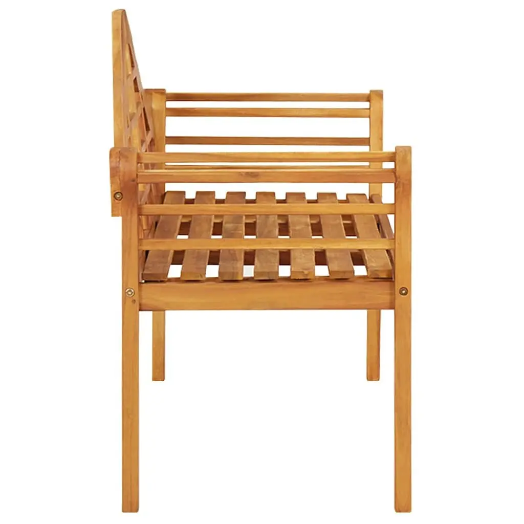 Outdoor Garden Bench 125cm Solid Wood Acacia Brown Backrest Armrests Patio