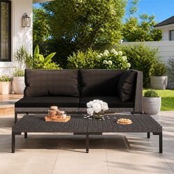 Modern Grey Rattan Coffee Table for Outdoor Living