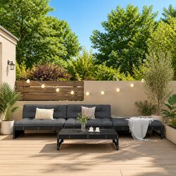 Garden Lounge Set 4 Piece Outdoor Furniture Patio Sofa with Cushions Black Wood