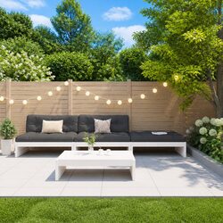 Garden Lounge Set 4 Piece Outdoor Furniture with Cushions White Wood Patio Sofa