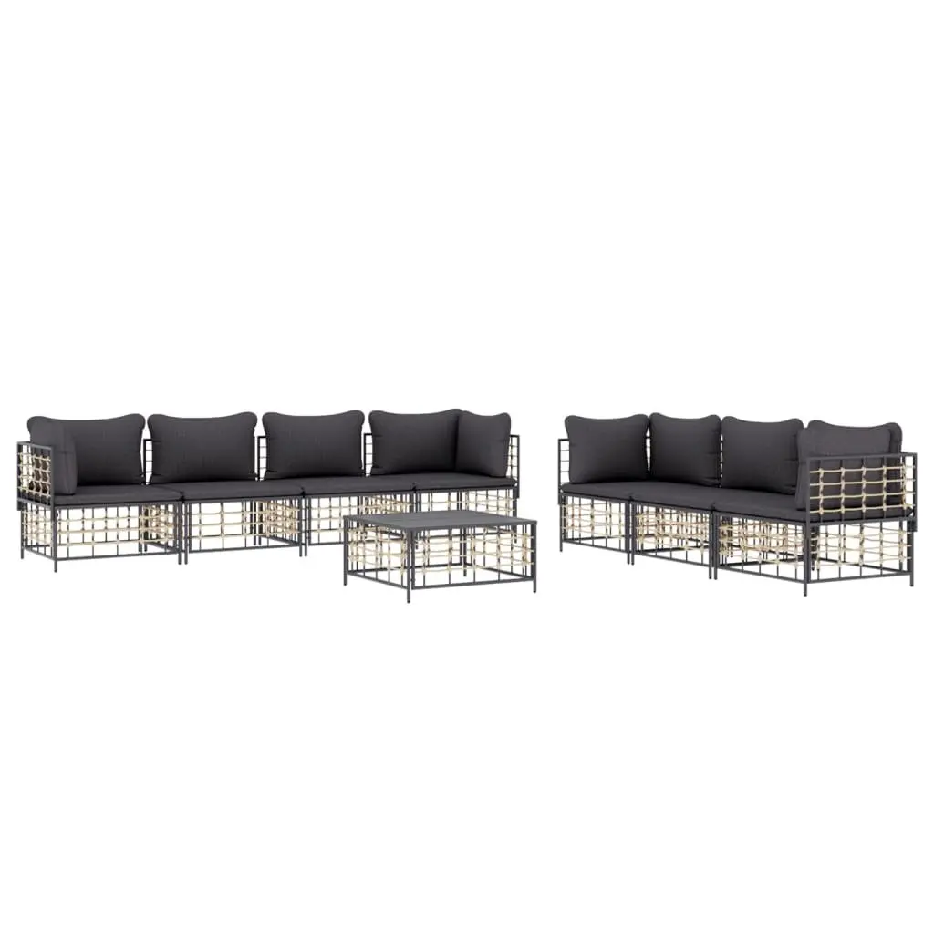 Outdoor Garden Lounge Set 8 Piece Modular Poly Rattan Sofa Seating with Cushions