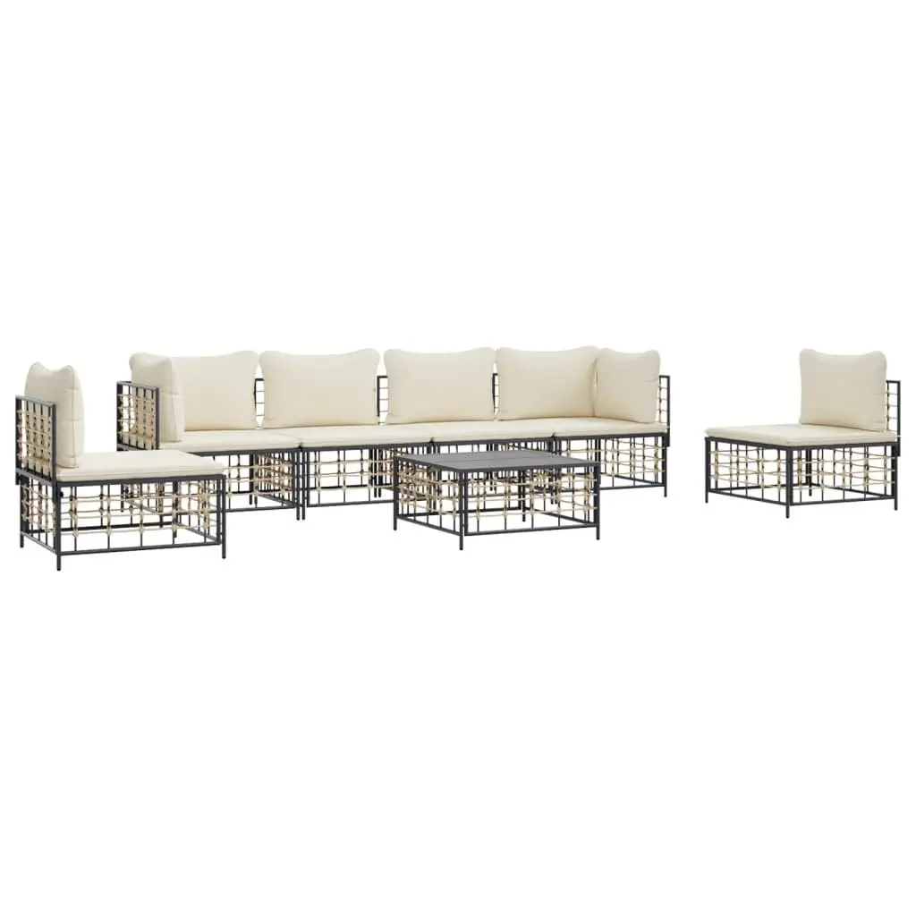 Outdoor Lounge Set 7 Piece Garden Furniture Poly Rattan Sofa with Cushions