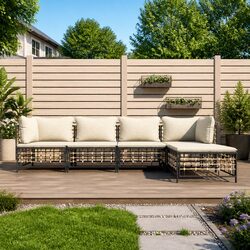 5 Piece Garden Lounge Set Outdoor Sofa Seating Anthracite Poly Rattan Cushions