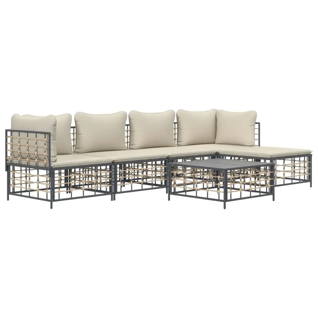 Outdoor Lounge Set 6 Piece Garden Seating Poly Rattan Furniture with Cushions