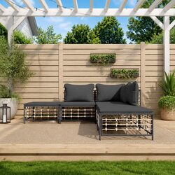 Garden Lounge Set 5 Piece Outdoor Sofa Poly Rattan Seating with Cushions
