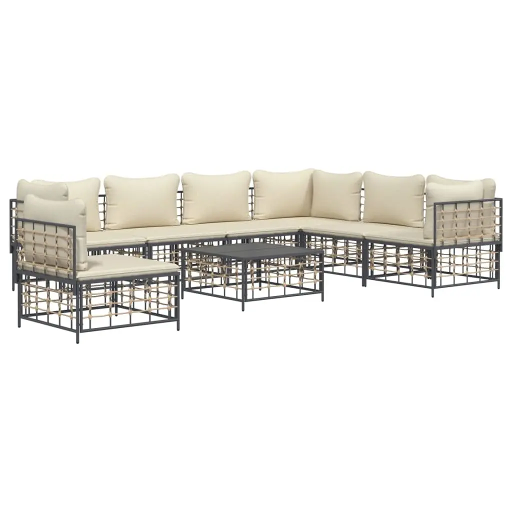 Outdoor Lounge Set 8 Piece Modular Garden Furniture Weather Resistant Poly Rattan Sofa with Cushions