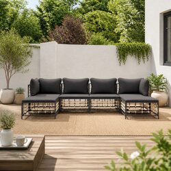 Outdoor Garden Lounge Set 6 Piece Modular Seating with Cushions Anthracite