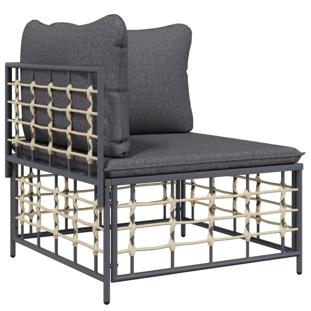7 Piece Garden Lounge Set Anthracite Poly Rattan Cushions Outdoor Furniture