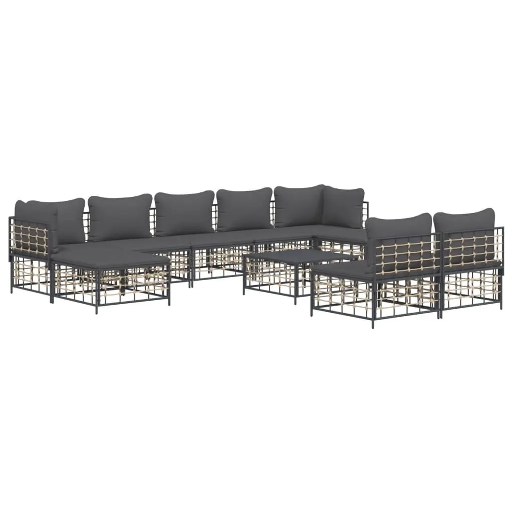 Outdoor Garden Lounge Set 10 Piece Poly Rattan Sofa Seating with Cushions