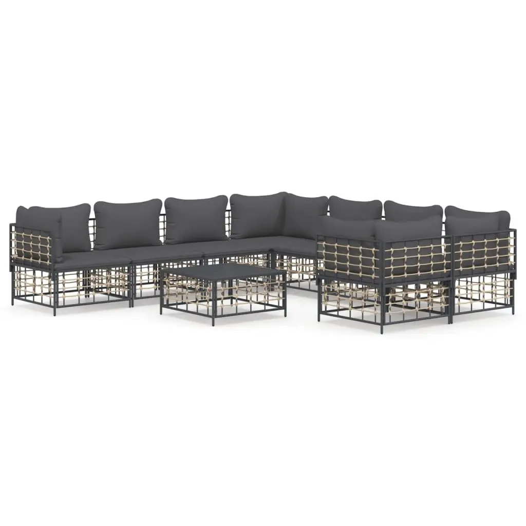 9 Piece Outdoor Lounge Set Modular Poly Rattan Sofa with Cushions
