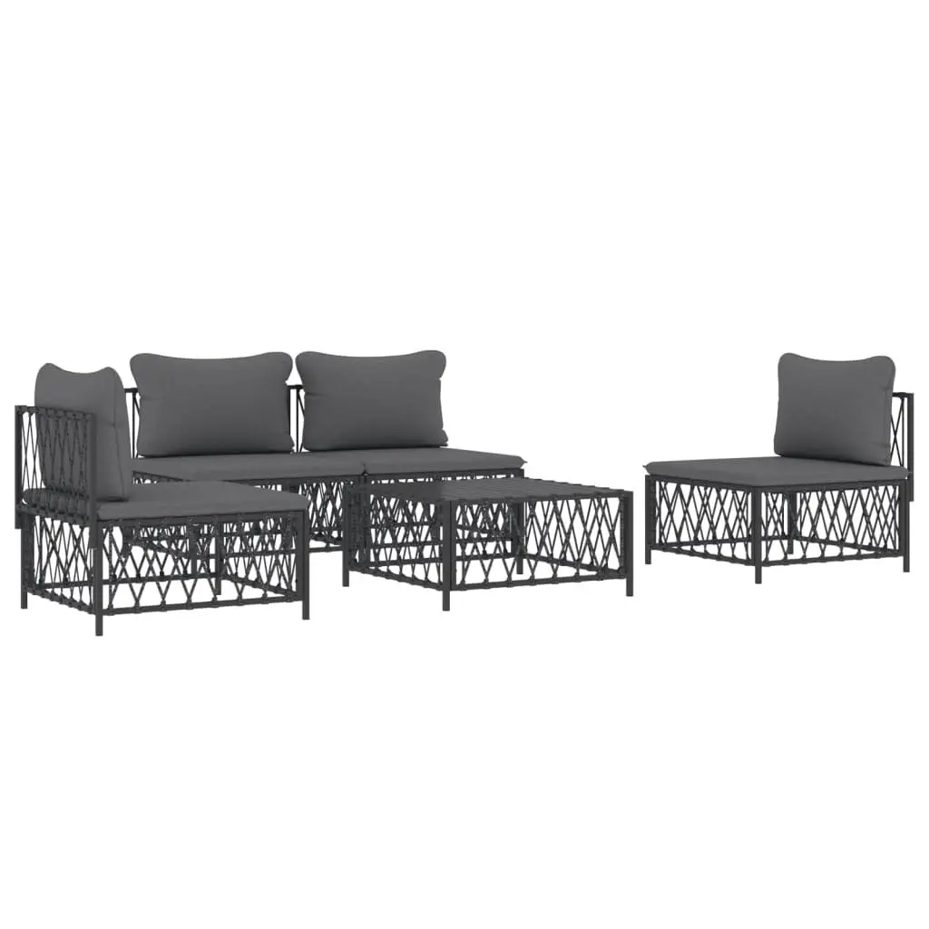 Garden Lounge Set 5 Piece Modular Outdoor Sofa Sectional with Cushions Anthracite Color